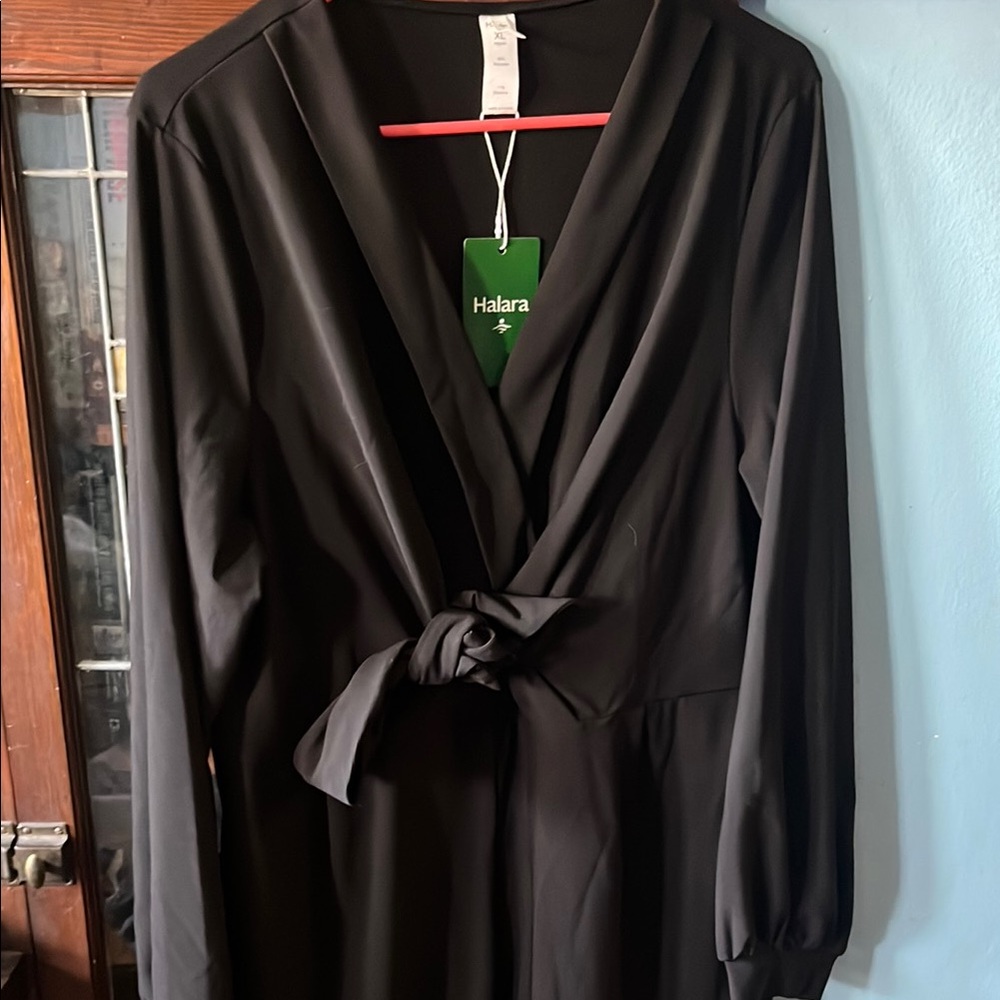 Halara Black Wrap Long Sleeve Jumpsuit